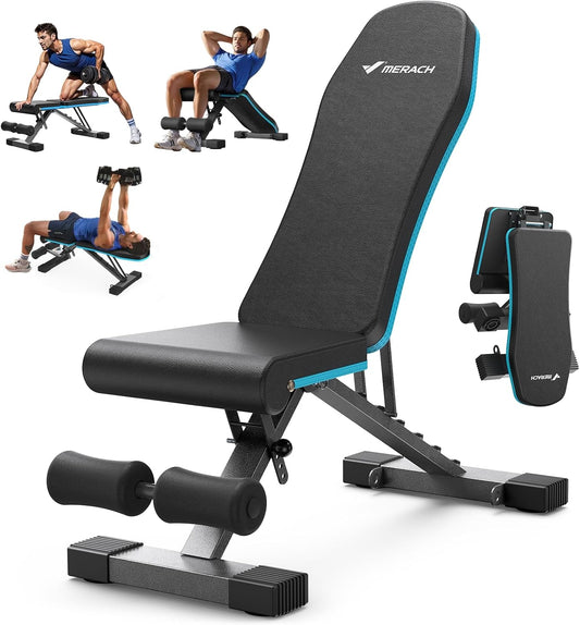 Weight Bench, Foldable Weight Benches for Home Gym with 990 LBS, Adjustable Weight Bench with 72 Training Angles, Incline Bench Press for Full Body