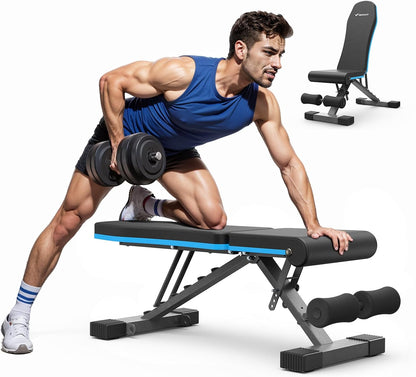 Weight Bench, Foldable Weight Benches for Home Gym with 990 LBS, Adjustable Weight Bench with 72 Training Angles, Incline Bench Press for Full Body