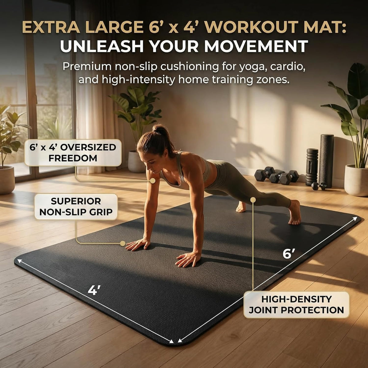 Large Yoga Mat 6'X 4'（72”X 48”）—1/4" &1/3" Extra Wide Exercise Mat 183Cm X 122Cm Large Exercise Mat Big Home Yoga Mat Pilates Mat,Non Slip,Thick,Tpe Workout Mat,For Women & Men, Yoga, Pilates, Gym and Floor Workouts Pilates