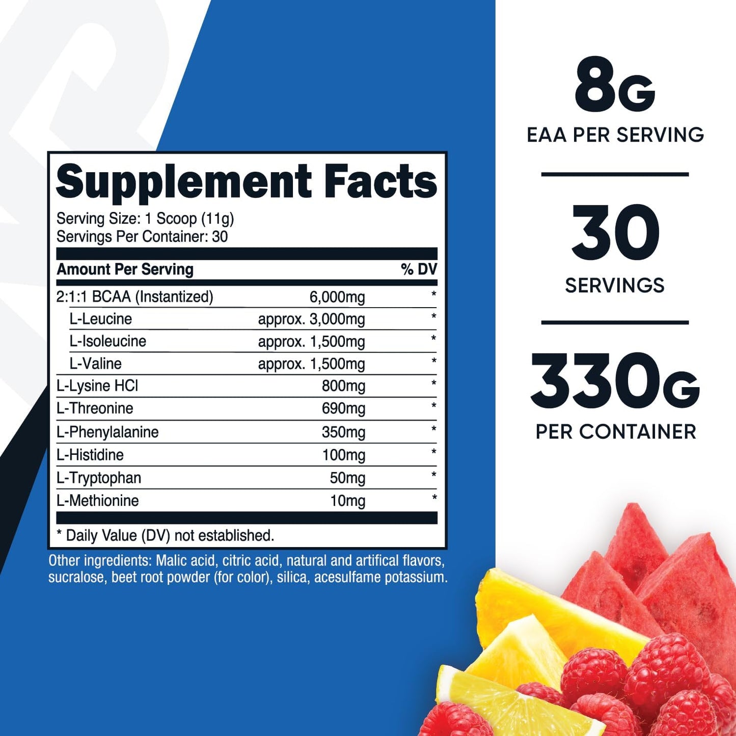 EAA Powder 30 Servings (Fruit Punch) - Essential Amino Acids - Non-Gmo, Gluten Free, Vegetarian Friendly (Pack of 2)