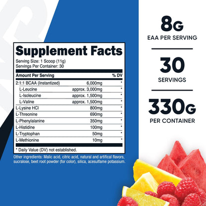EAA Powder 30 Servings (Fruit Punch) - Essential Amino Acids - Non-Gmo, Gluten Free, Vegetarian Friendly (Pack of 2)