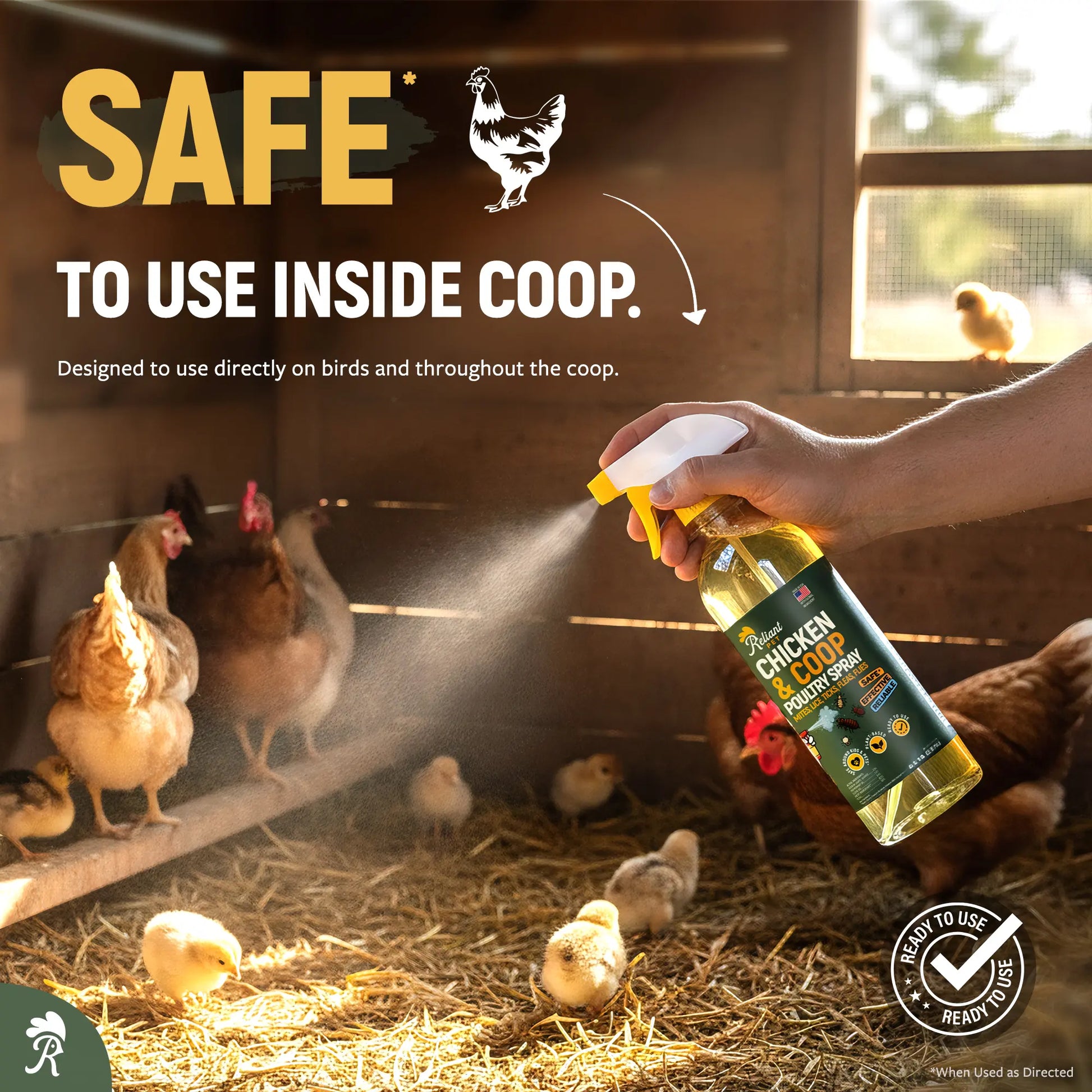 Reliant Pet Chicken & Coop Poultry Spray for Mites,Lice,Ticks,Fleas and Flies - Safe for Use on Chickens and No Egg Removal Needed - Sale - Mother'S Day Sale - Father'S Day Sale