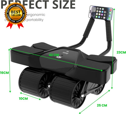 Ab Roller Home Gym Equipment – 4 Wheels Ab Wheel Muscle Roller with LCD Screen