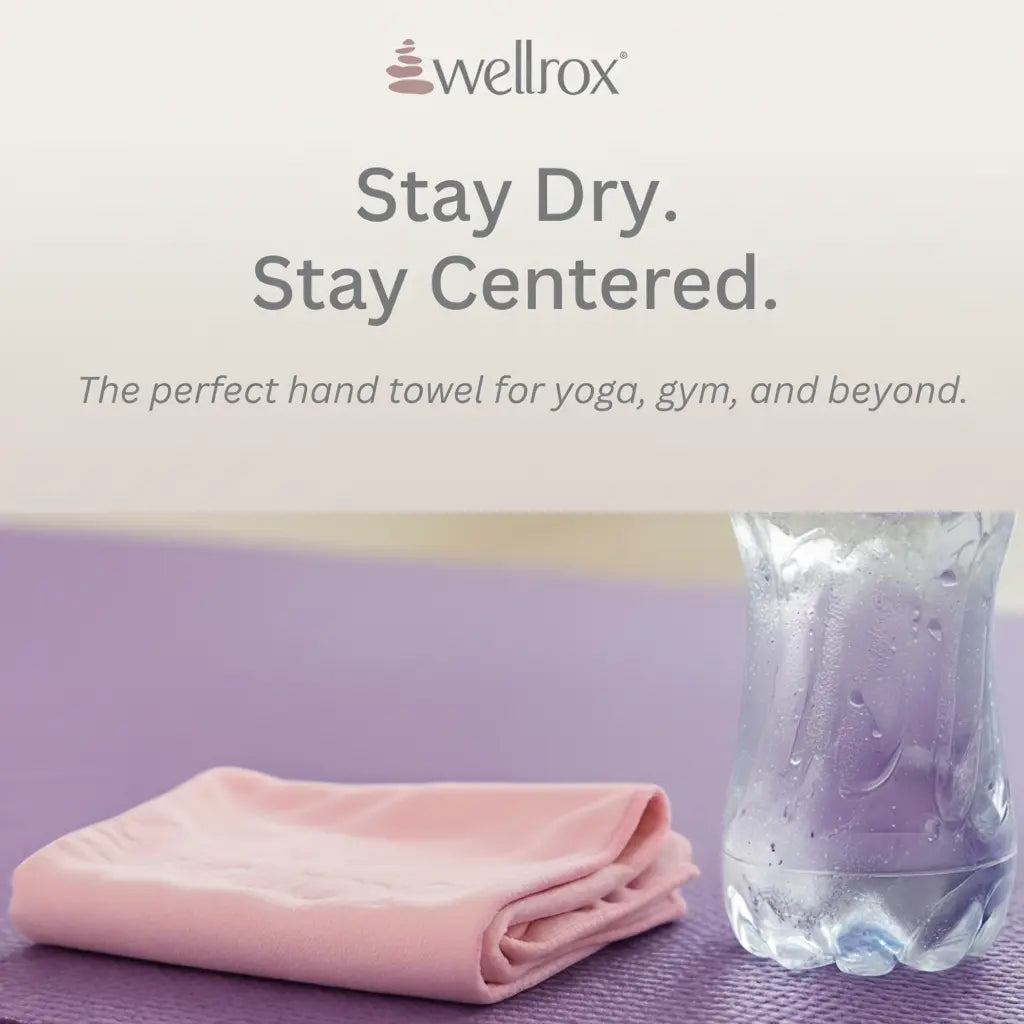 Wellrox Ultra-Absorbent Microfiber Yoga Hand Towel - Premium Yoga Fitness Equipment, Keeps You Dry during Intense Sessions (26.5"X16"), Intense Yoga Sessions