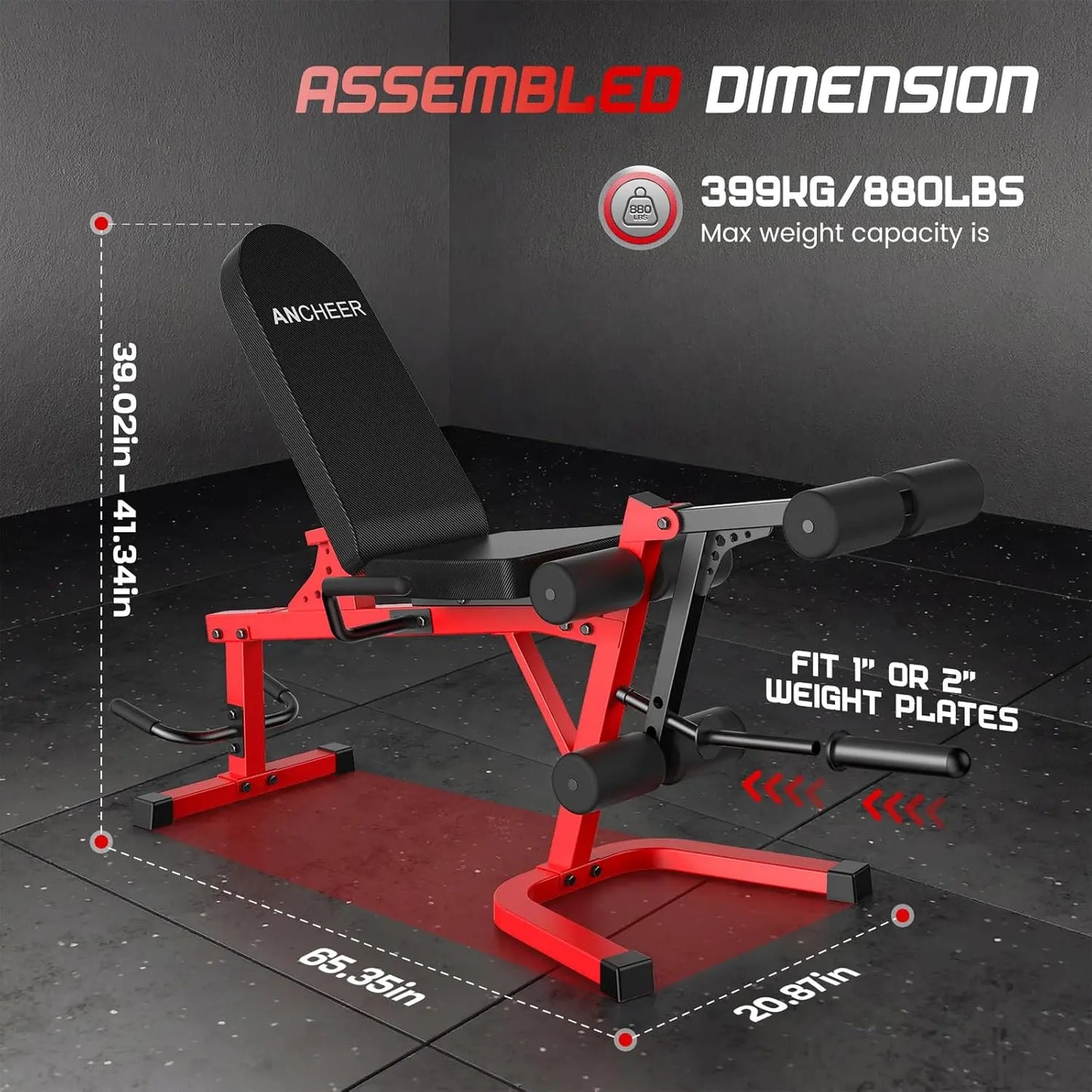 ANCHEER Plate-Loaded Leg Extension & Curl Machine - Adjustable 880LB Capacity Lower Body Strength Trainer, Leg Extension Machine, at Home Gym Equipment for Quads, Hamstrings, Glutes, Summerwins, Workout Equipment, Leg Curl Machine