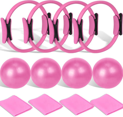 Pilates Ring and Ball Set Bulk, Pilates Equipment with 12 Inch Pilates Circle Rings, Small Yoga Balls, Resistance Bands, Pilate Essential Kit Bulk for Home Workouts Women, Pilates & Yoga Studio