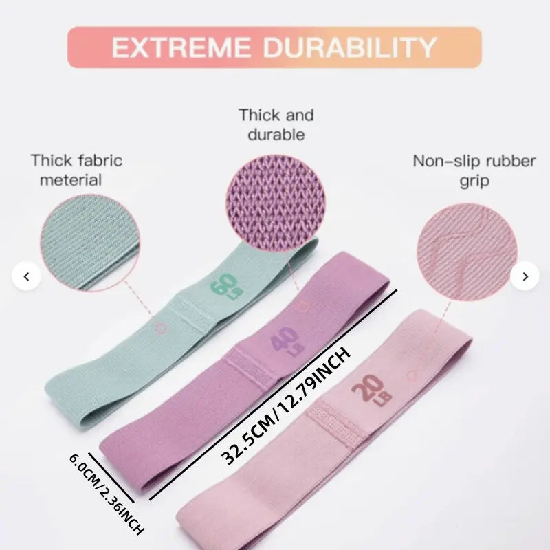 4 Piece Textile Resistance Bands, Leg and Hip Training, Yoga Pilates Rehabilitation Fitness Elastic Bands, Workout Equipment, Fitness Accessories, Exercise Bands