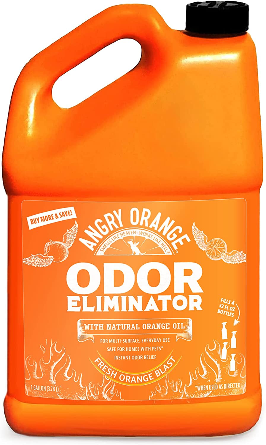 Pet Odor Eliminator for Dog and Cat Urine, Carpet Stains, and Strong Smells – NEW Orange Rush Scent – Citrus Cleaner with Natural Orange Oil – 24 Oz