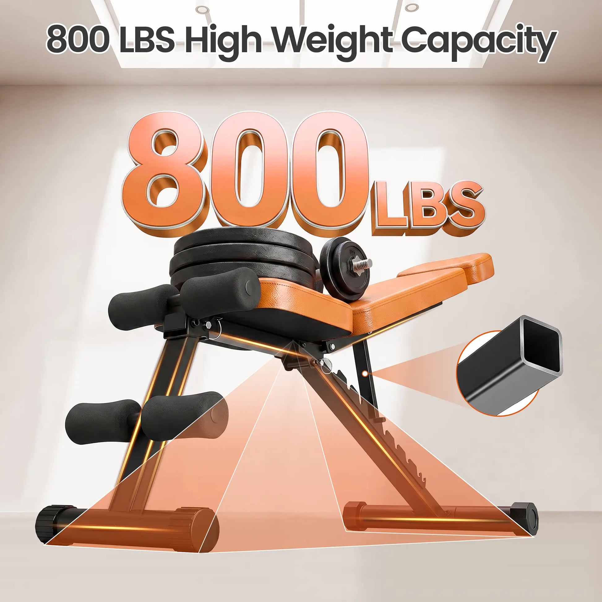 Foldable Weight Bench, 800Lbs Weight Capacity, Banco Para Hacer Ejercicio Adjustable Workout Bench Incline Decline Bench Press for Home Gym Full Body Workout