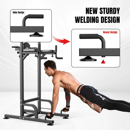 Relifesports 450LBS Power Tower Multi-Function Dip Station, Pull-Up Station & Push-Up Station Adjustable Workout Equipment for Home Full Body Training