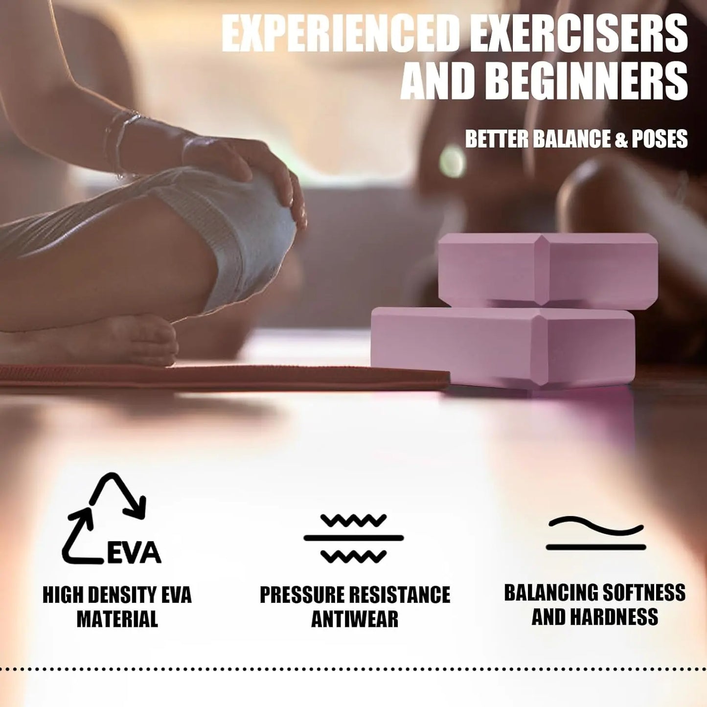 2 Pack Yoga Blocks 9"X6"X3" – Non-Slip Foam Yoga Props for Pilates, Stretching, Flexibility & Meditation | Home Workout Essentials for Beginners Outdoorfun Strap