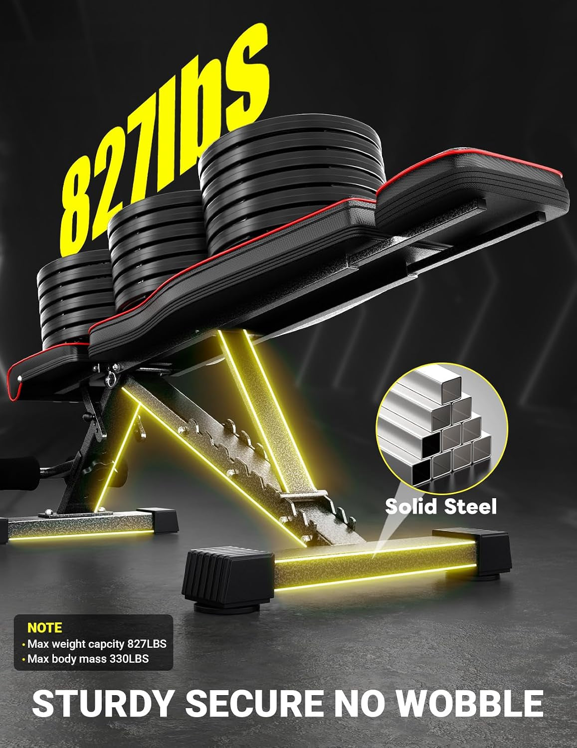 Adjustable Weight Bench, Astm-Certified 827LBS