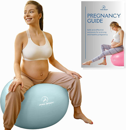 Pregnancy Ball with Guide - Birthing Ball | 1.7Mm Anti-Burst PVC, CA 10P Certified, 55/65/75 Cm, Guide, Doula & Midwife Use, Pump, Pregnancy Essentials