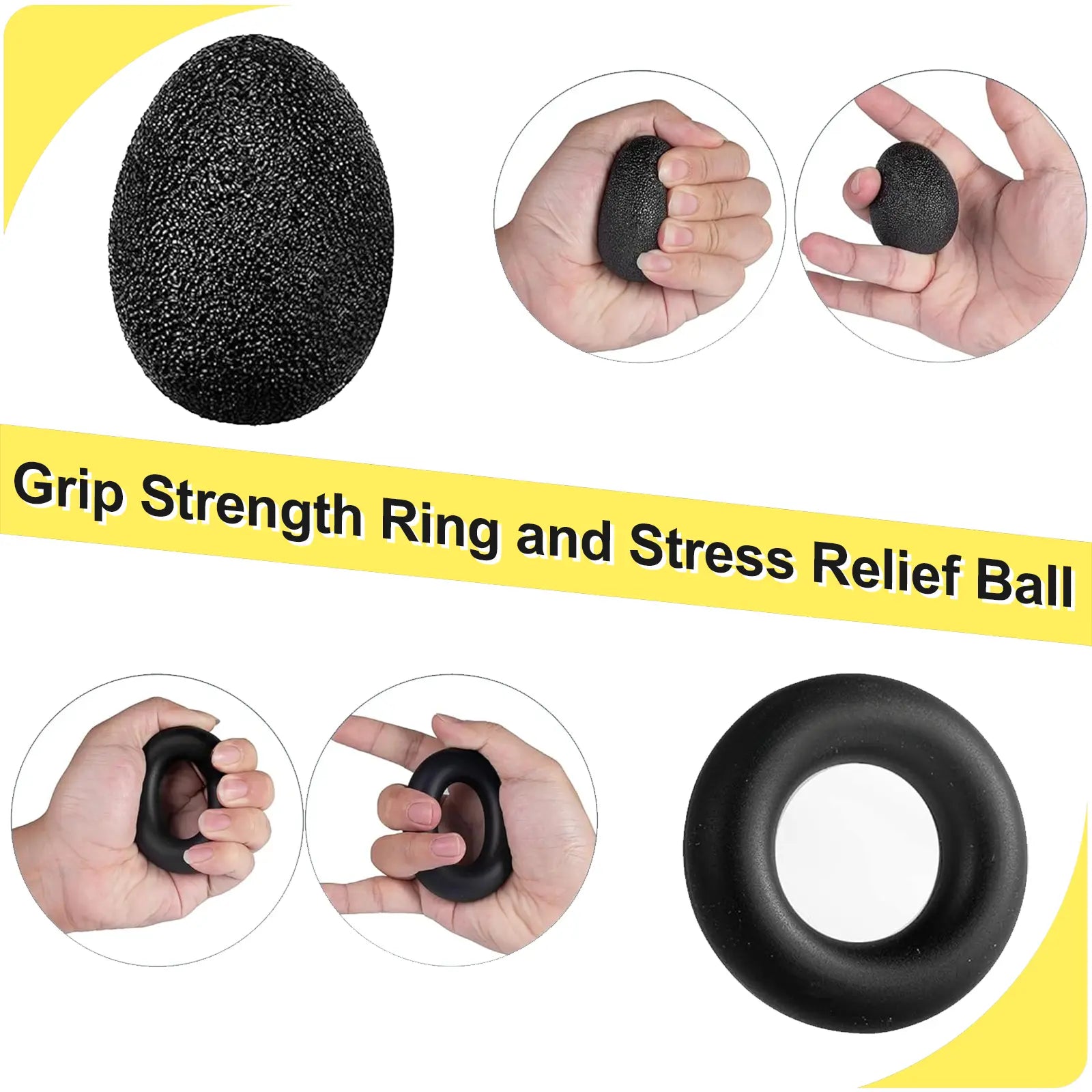 Grip Strength Trainer Kit 5 - Adjustable Hand Grip Strengthener (11-132 Lbs) and Finger Stretcher, Finger Exerciser, Forearm Workout Ring, Stress Ball, Gifts for Muscle Building & Injury Recovery Athletes & Musicians Forearm Strengthener Veins, Grip Stre