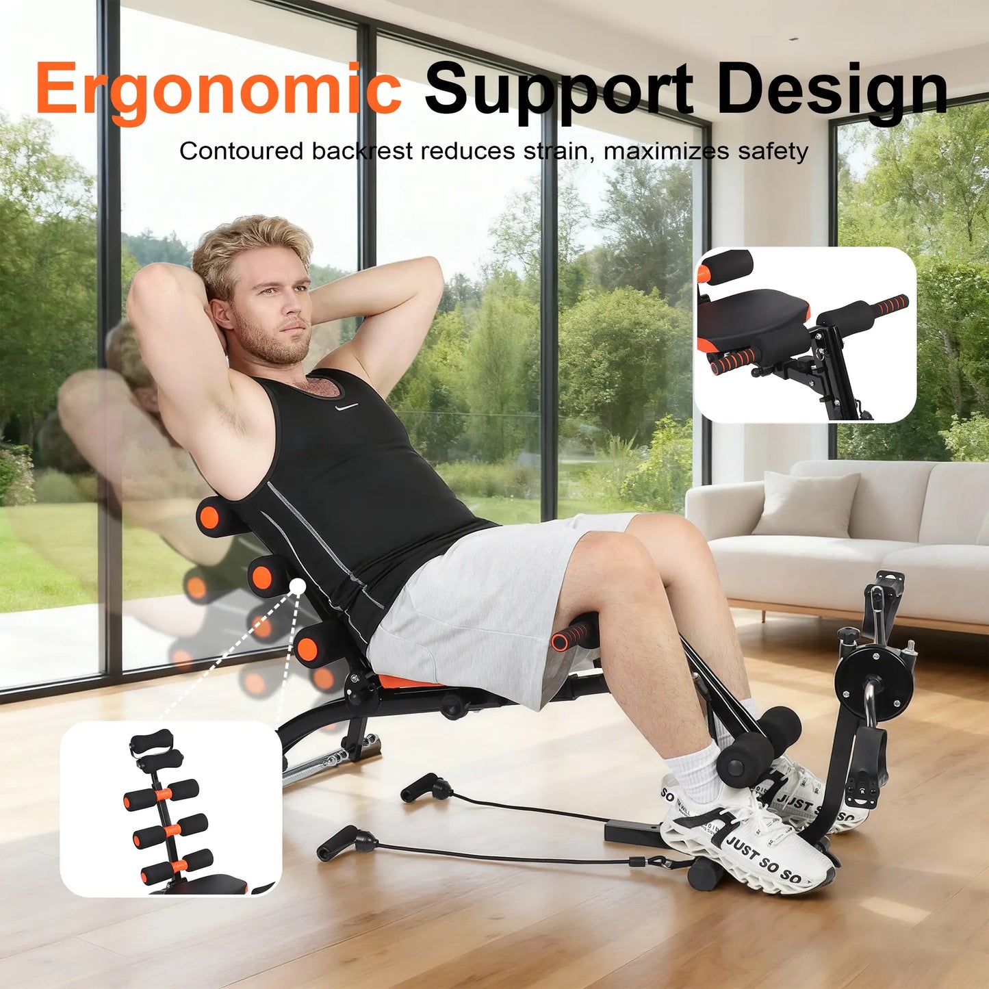 Multi-Functional Adjustable Ab Workout Bench – Sit-Up & Push-Up Exercise Chair for Home Fitness