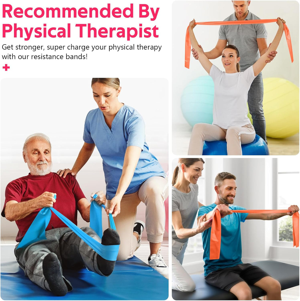 Resistance Bands Set, Exercise Bands for Physical Therapy, Pilates, Yoga
