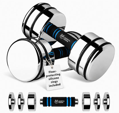 Steel Dumbbells Ultracompact & Adjustable Chrome Dumbbell
