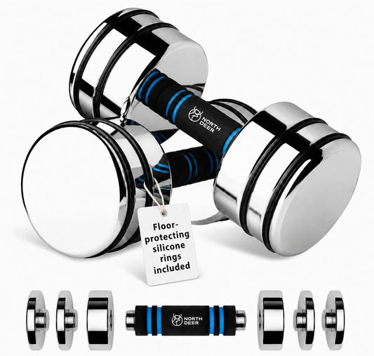 Steel Dumbbells Ultracompact & Adjustable Chrome Dumbbell
