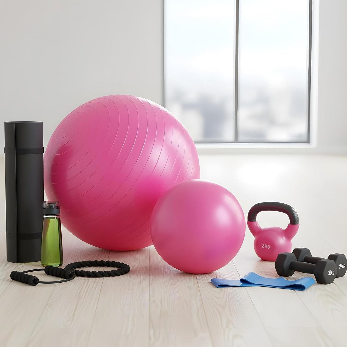 2PCS Yoga Ball, 25Inch Thicked Anti-Burst Exercise Balls for Workout Stretching Stability, Non-Slip Balance Ball Equipment for Women Pilates Physical Therapy Pregnancy Labor Birthing Fitness