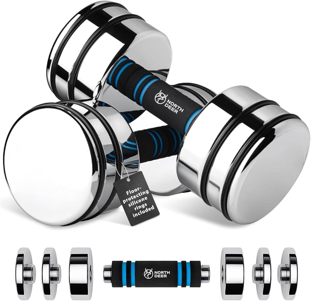 Steel Dumbbells Ultracompact & Adjustable Chrome Dumbbell