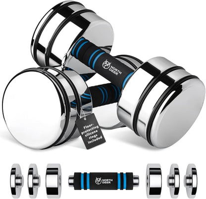 Steel Dumbbells Ultracompact & Adjustable Chrome Dumbbell
