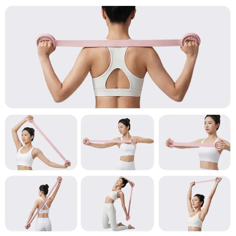 [Summerwins] Women’S Silicone Figure 8 Resistance Band - Lightweight Elastic Hand Gripper Flexible Grip Attachment Hand-Pulling Band, Shoulder Stretch Tool for Home Yoga, Desk Breaks, Arm Workout for Woman, Resistance Band Workout, Handheld
