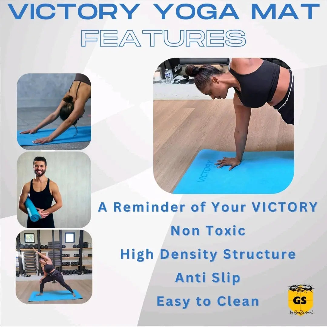 Godservant Inspirational Victory Yoga Mat for Fitness and Meditations- Perfect for a Relaxing Yoga Experience