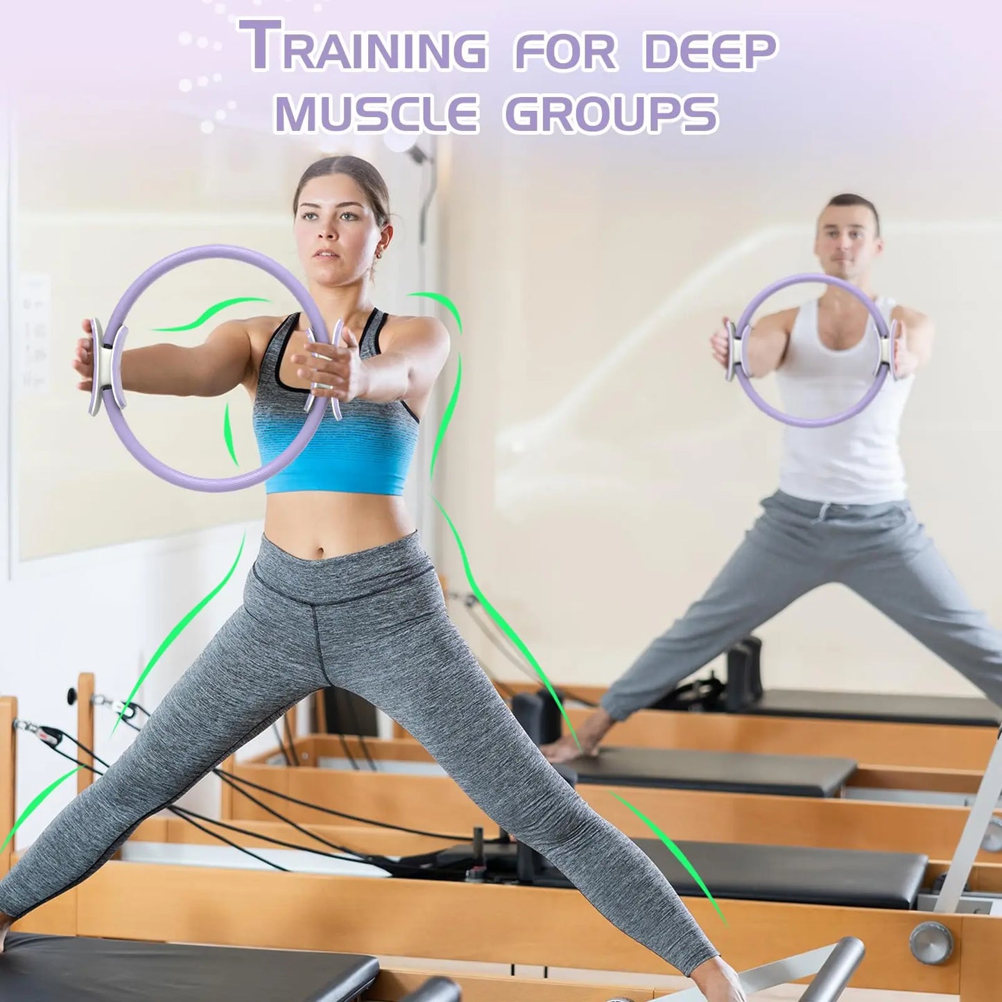 14-Inch Pilates Ring Set - Home Pilates Equipment, Yoga Equipment with Dual Padded Handles, Exercise Ball, Durable Elastic Bands (15,25,35 Lbs) for Functional Training Workout & Body Toning