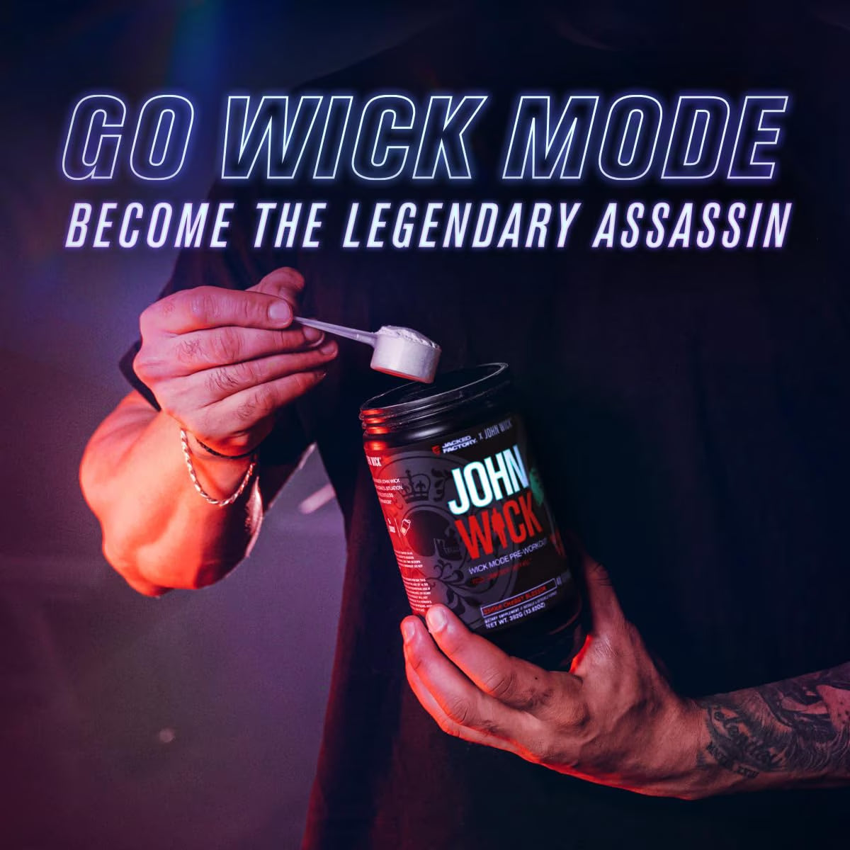 Jacked Factory X John Wick - Wick Mode Pre Workout Powder - Intense Energy, Battle-Ready Focus, Unstoppable Commitment, and Sheer Will - 40 Servings, Osaka Cherry Blossom