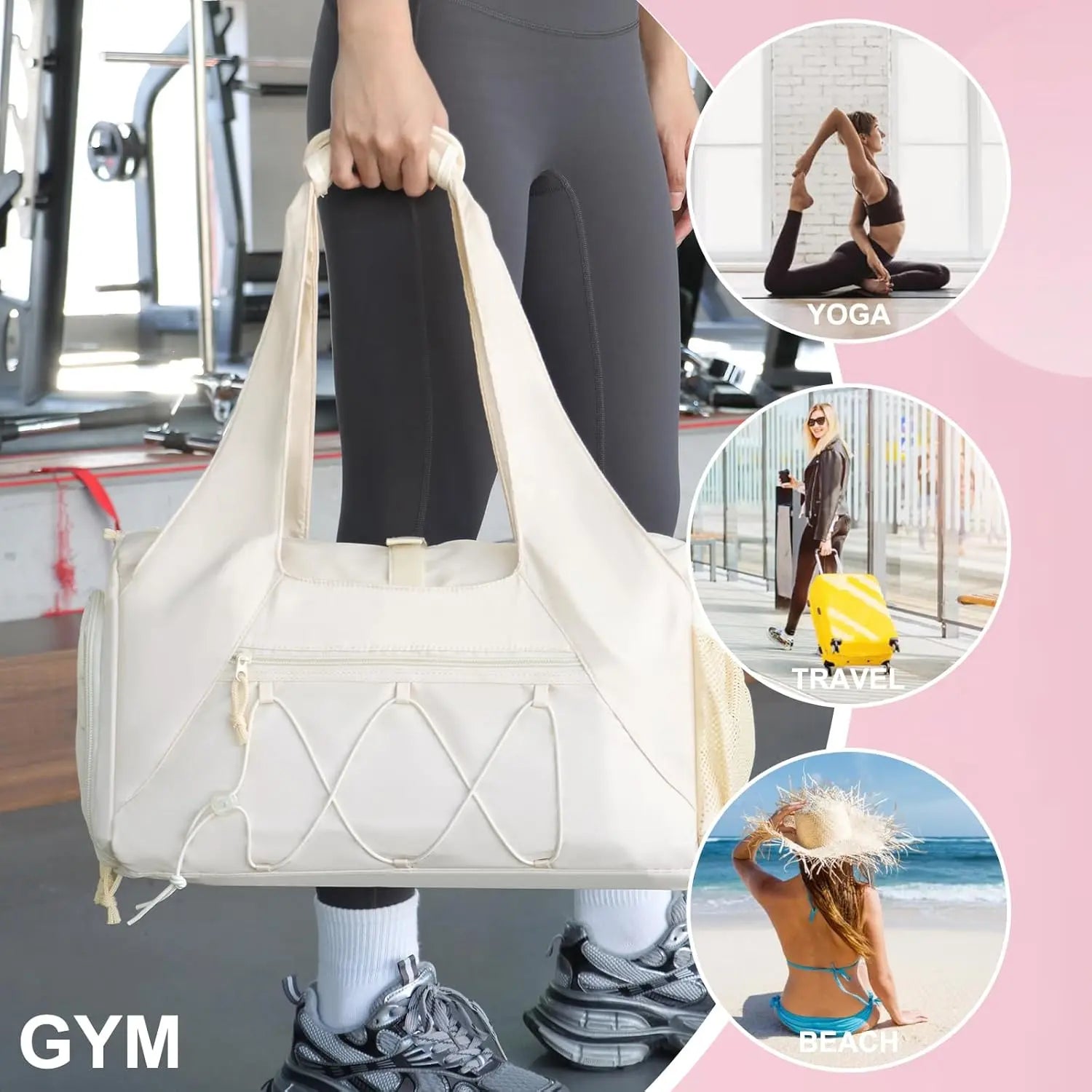 Yoga Mat Bag with Shoe Compartment & Wet Pocket, 1 Count Sport Yoga Gym Bag with Yoga Strap, Carryall Yoga Tote Bag Exercise Mat