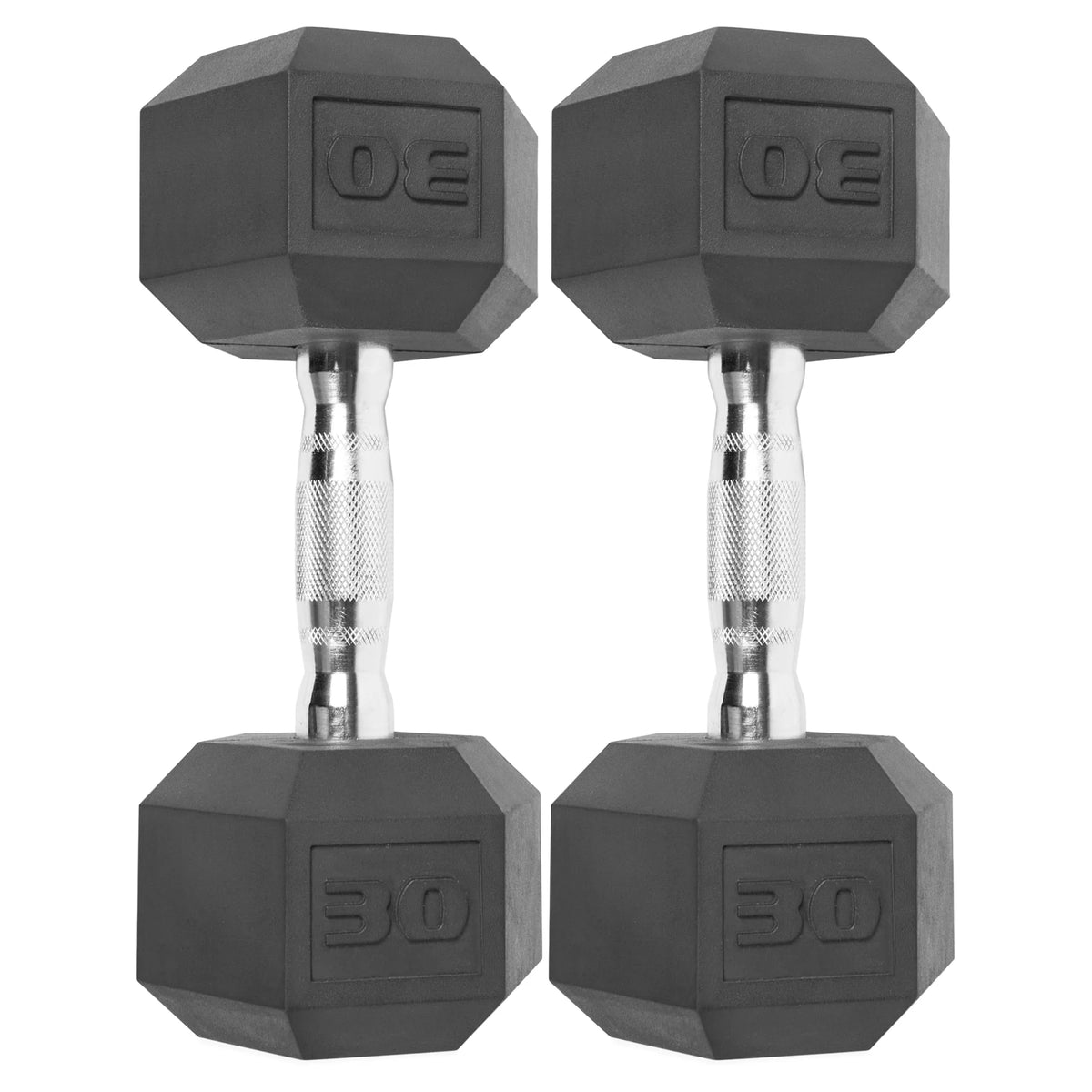Barbell, 12Lb Coated Rubber Hex Dumbbell, Pair (No-Roll Design, Ergonomic Steel Handle, Durable Coated Weight)