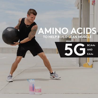 Aminolean Pre Workout Powder with Bcaas, Amino Energy for Lean Muscle, Pink Lemonade