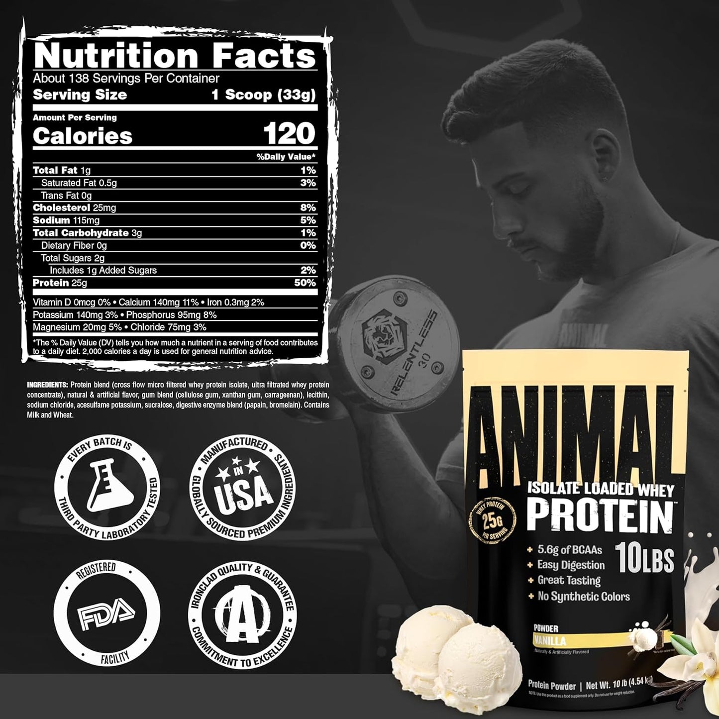 Whey Isolate Protein Powder, 25G High Protein | Vanilla 10LB