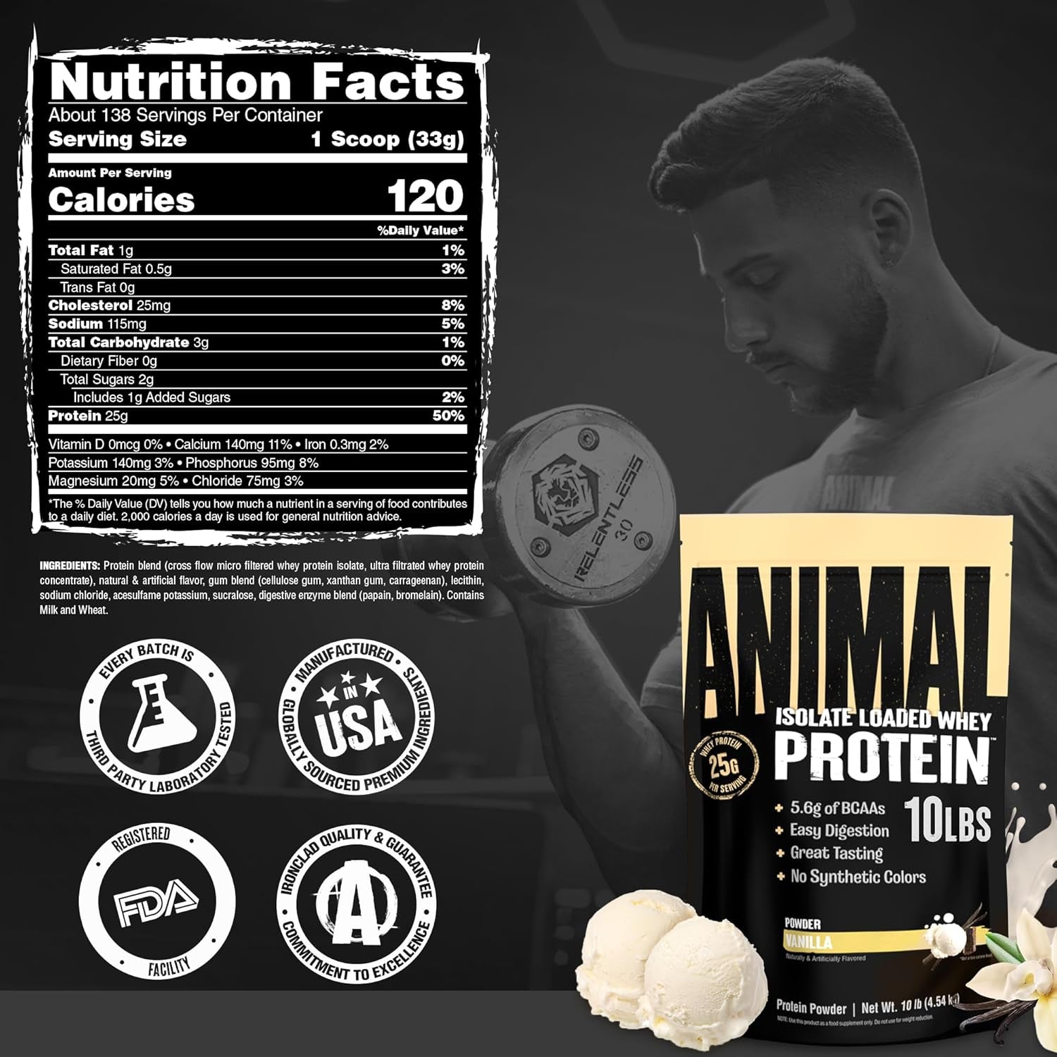Whey Isolate Protein Powder, 25G High Protein | Vanilla 10LB