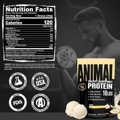 Whey Isolate Protein Powder, 25G High Protein | Vanilla 10LB