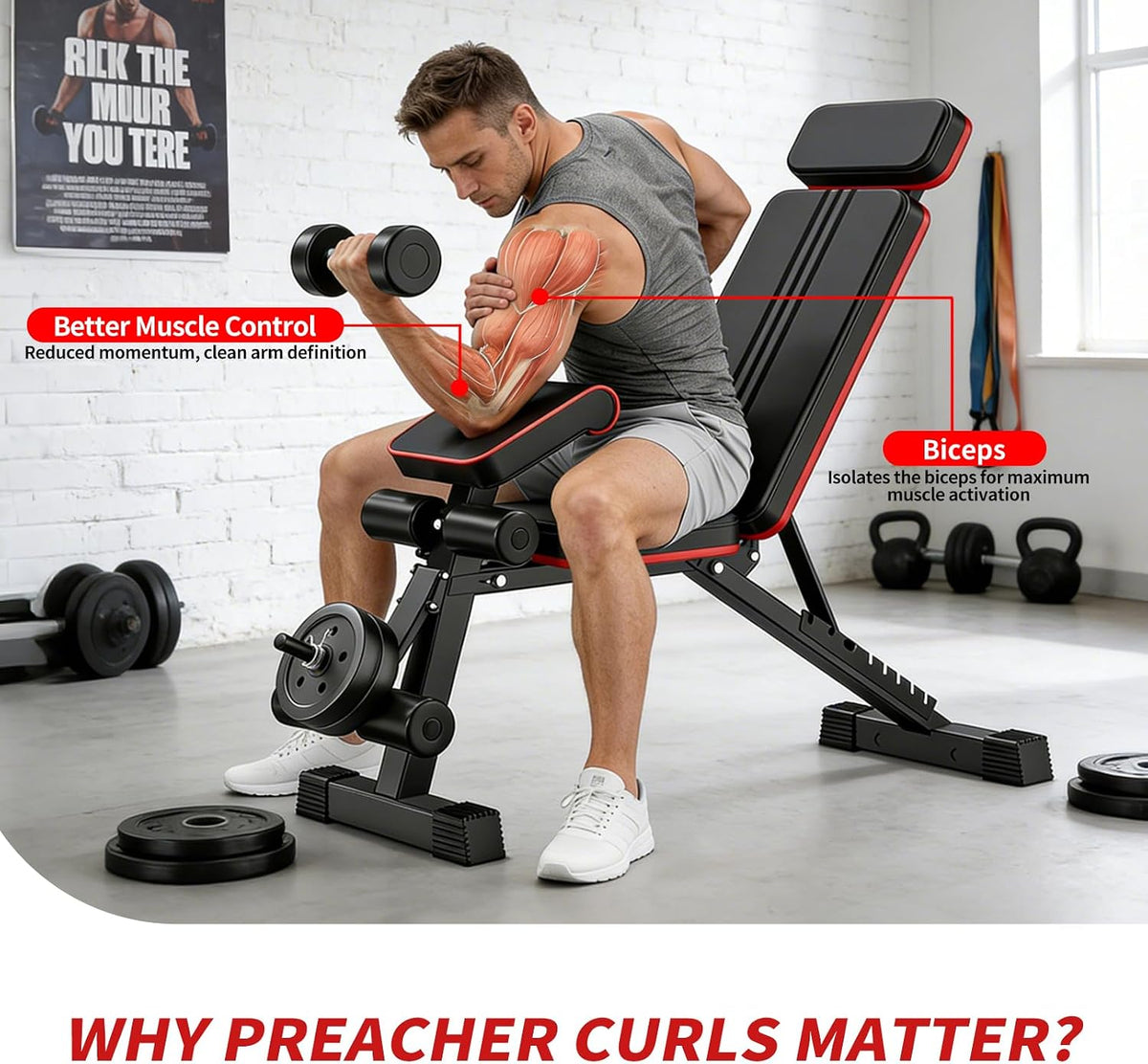 Adjustable Weight Bench, Foldable Workout Bench Press for Home Gym
