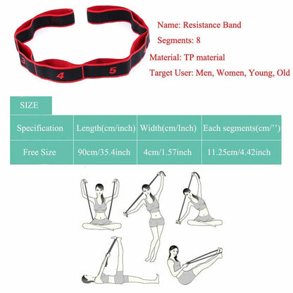 Yoga Pull Strap Belt Girl Elastic Latin Dance Stretching Band Loop Yoga Pilates GYM Fitness Exercise Resistance Band with Number