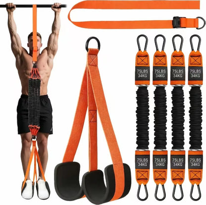Advanced Pull up Assist Bands Set - Pull up Bands Heavy-Duty 4X75Lbs Resistance, Adjustable Workout Straps, Custom Height, Wide Footplate, Calisthenics Tools, Home Gym Fitness Exercise Equipment for Resistance Band Workouts Home Gym Kit