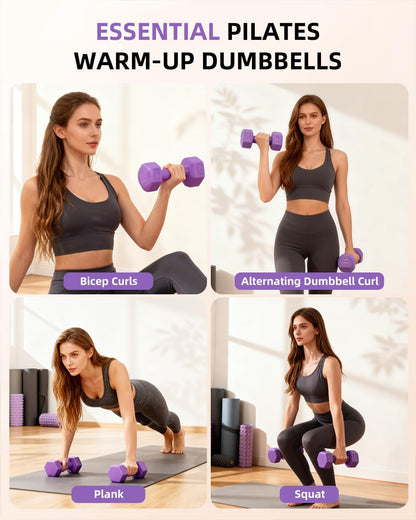 Pilates Ring Set - Studio-Grade Anti-Deformation Pilates Kit - Pilates Equipment for Home Workout - 14'' Pilates Ring, Pilates Ball, 2 Dumbbells, 5 Resistance Bands for Toning Arms, Thighs