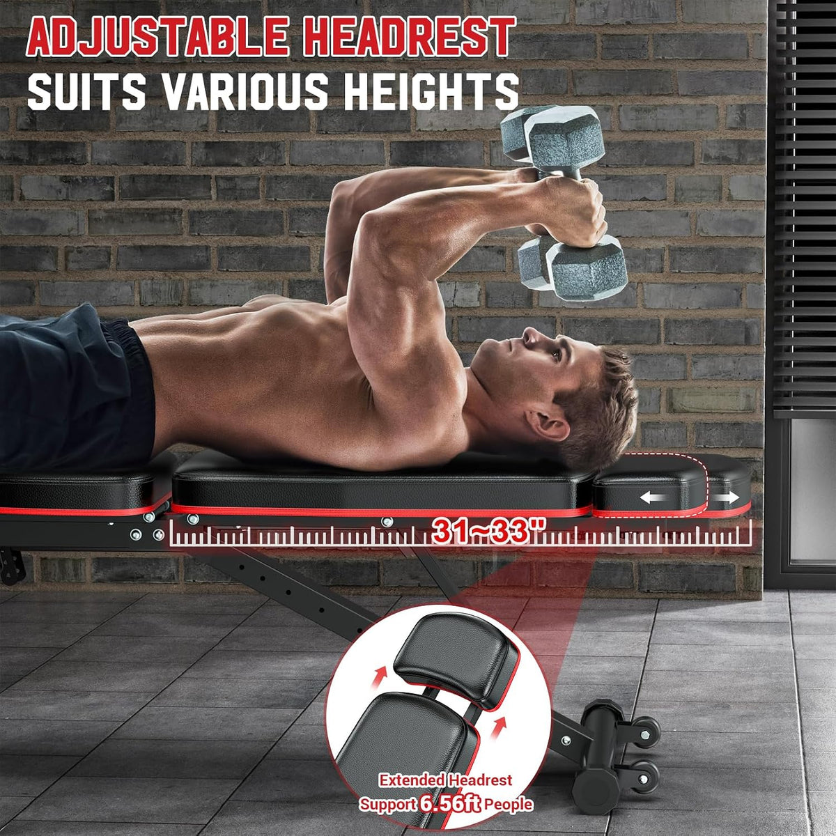 Workout Bench, Adjustable Weight Bench with Leg Extension and Leg Curl, Extended Headrest, 900LBS Preacher Curl Bench Incline Decline Flat Workout Bench for Home Gym Full Body Exercise