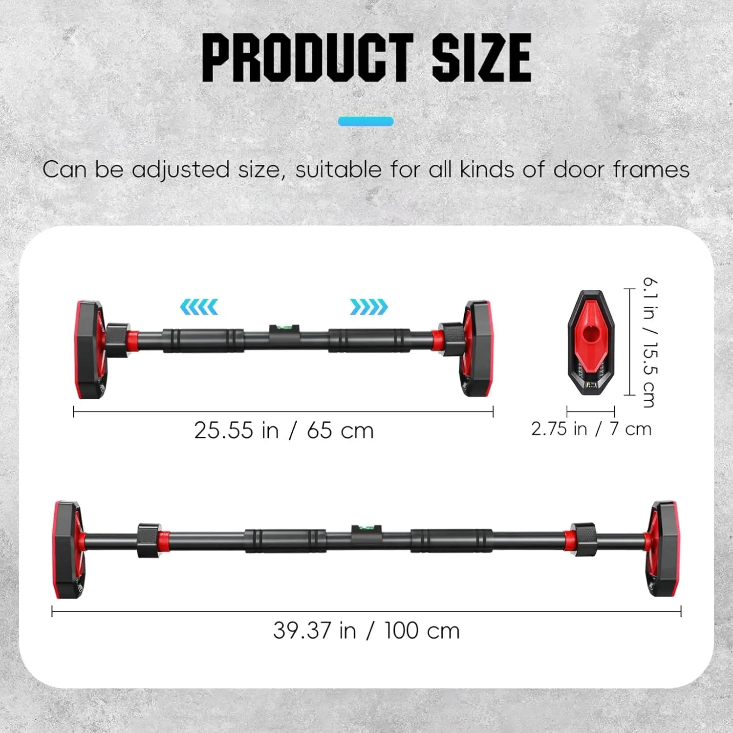 Lifting Pull-Up Bar, Adjustable Door-Mount Heavy-Duty Steel Power Bar with No-Drill Installation, Anti-Slip Grip, Secure Hold, Portable Home Gym Fitness Equipment for Small Spaces & Apartments, Lifting Pull-Up Bars