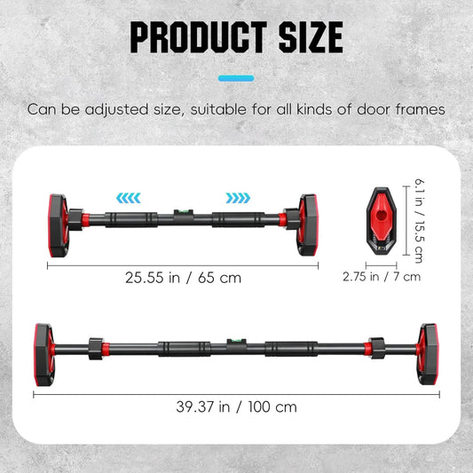 Lifting Pull-Up Bar, Adjustable Door-Mount Heavy-Duty Steel Power Bar with No-Drill Installation, Anti-Slip Grip, Secure Hold, Portable Home Gym Fitness Equipment for Small Spaces & Apartments, Lifting Pull-Up Bars