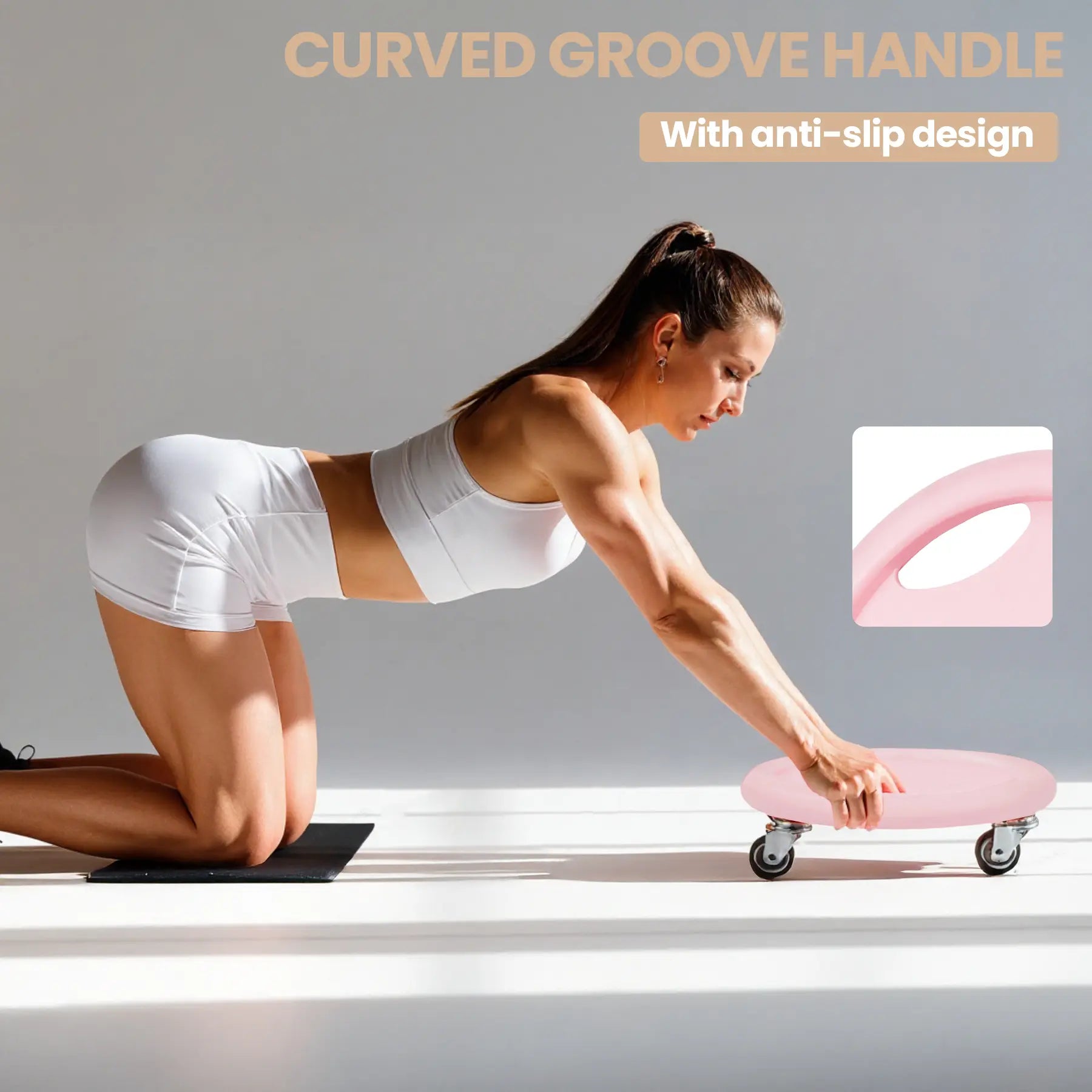 KYOUBY Ab Roller Wheel - 4 Anti-Slip PU Wheels Core Coaster, Adjustable Crunch Trainer, Abdominal Exercise Board, Ab Workout Machine, at Home Gym Equipment for Core Training