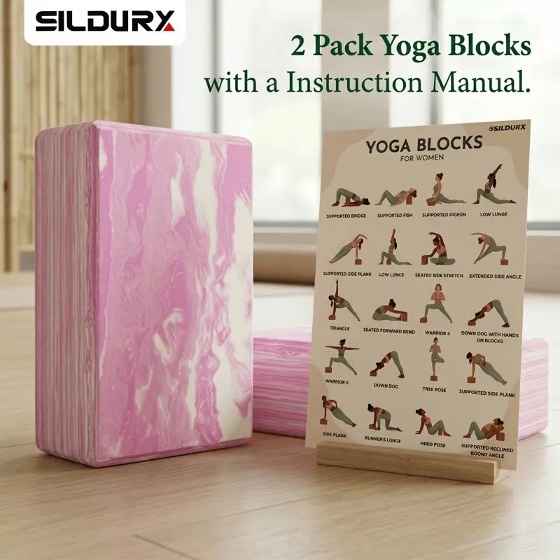 2-Pack Yoga Blocks, High-Density Yoga Brick Foam Blocks Non-Slip EVA Foam Block Yoga Props Accessories Yoga Equipment for Yoga Pilates Stretching and Meditation Stretching Gear