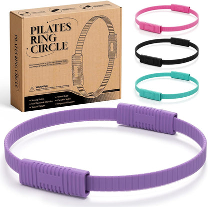 Pilates Ring, Silicone Magic Pilates Rings, Lightweight & Durable Flexible Fitness Circle Exercise Equipment for Toning Arms, Thighs,Legs, Core,Yoga & Physical Therapy