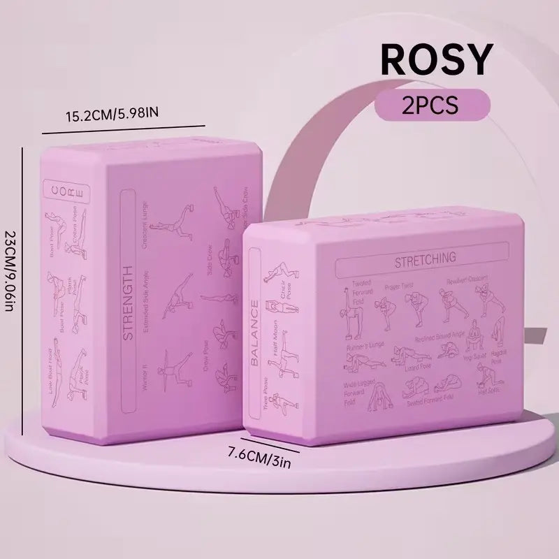 2Pcs Yoga Blocks with Pose Guide, Soft Non-Slip Design, Ideal for Yoga, Meditation, Pilates, Enhances Flexibility, Durable High-Density Bricks, Yoga Equipment