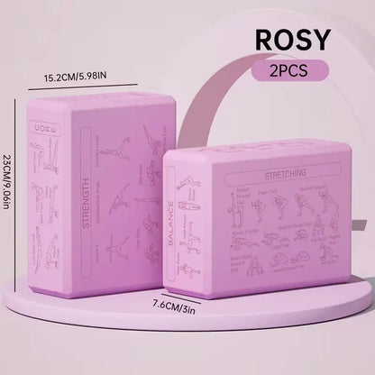 2Pcs Yoga Blocks with Pose Guide, Soft Non-Slip Design, Ideal for Yoga, Meditation, Pilates, Enhances Flexibility, Durable High-Density Bricks, Yoga Equipment