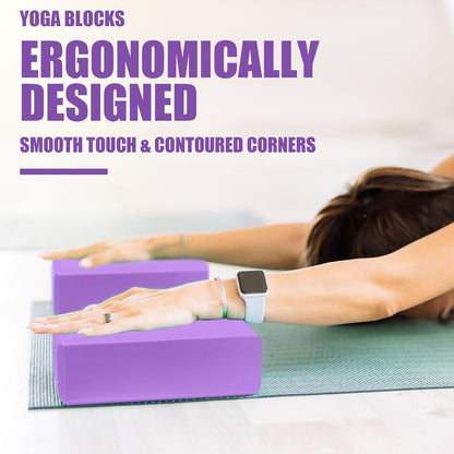 2 Pcs Yoga Blocks, 9X6X3 Inch Foam Blocks for Pilates