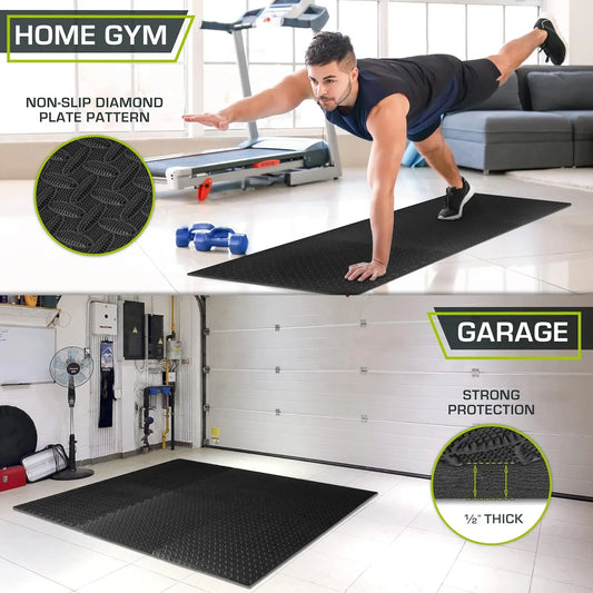 Foam Floor Tiles for Home Gym, Mat for Home Workout Equipment, Floor Padding for Kids, Black