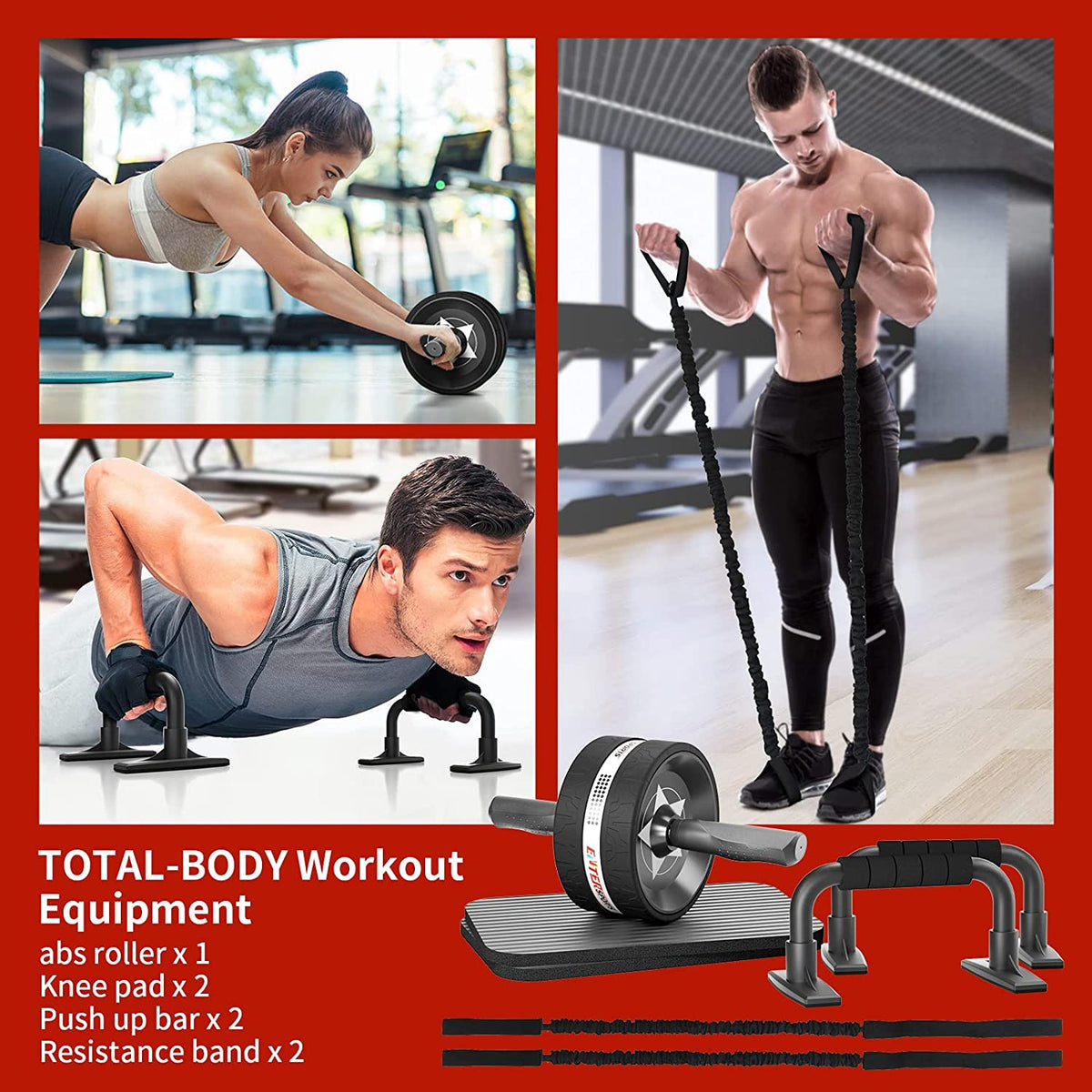 Ab Roller Wheel for Abs Workout with 2 Knee Pads for Home Gym